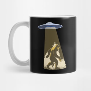 Bigfoot abduction by alien flying saucer, funny cute Sasquatch graphic, UFO outer space lover cartoon Men Women, Mug